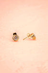 Arie Wolke - Golden and clear crystal stud earrings
