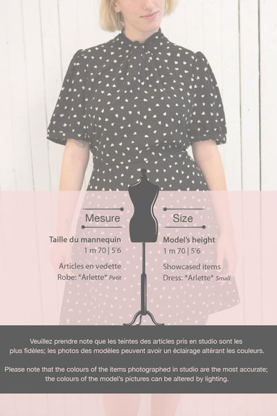 Arlette Black Patterned Short Sleeve Dress | Boutique 1861 size