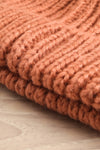 Arlon Pink Knitted Beanie with Pompom | La petite garçonne flat close-up