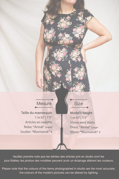 Armal Black Floral A-Line Midi Dress w/ Open Back | Boutique 1861 model