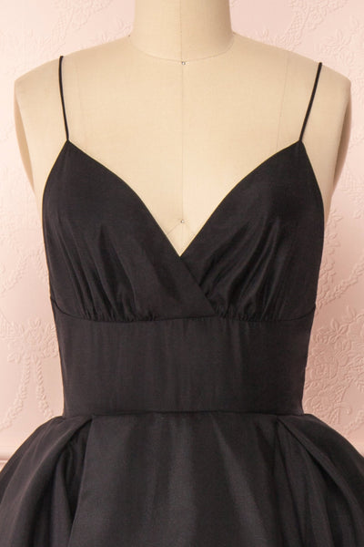 Armande Black Voluminous Maxi Dress | Boutique 1861 front close-up