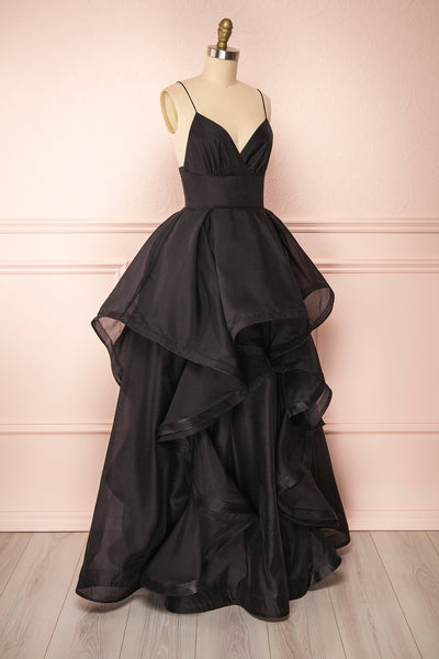 Armande Black Voluminous Maxi Dress | Boutique 1861 side view