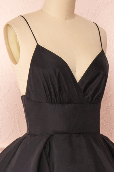 Armande Black Voluminous Maxi Dress | Boutique 1861 side close-up