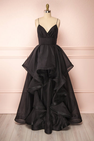 Armande Black Voluminous Maxi Dress | Boutique 1861 front