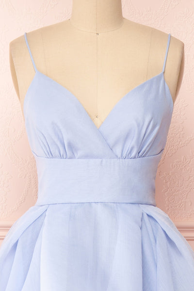 Armande Blue Voluminous Maxi Dress | Boutique 1861 front close-up