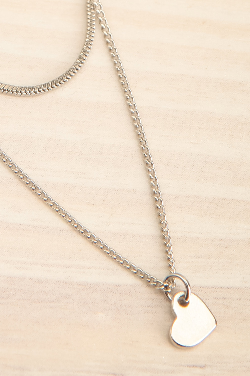 Aroha Silver Heart Pendant Necklace | La petite garçonne flat close-up