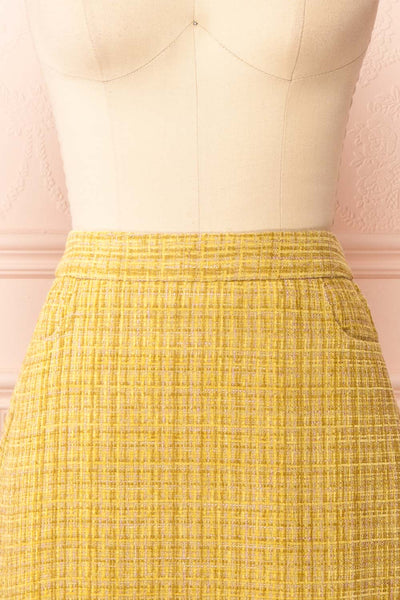 Aroubel Short Yellow Tweed Skirt | Boutique 1861 front close-up