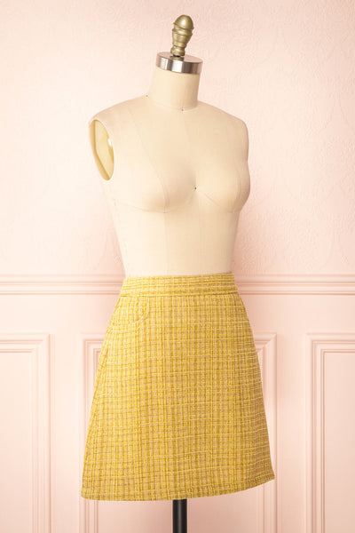 Aroubel Short Yellow Tweed Skirt | Boutique 1861 side view