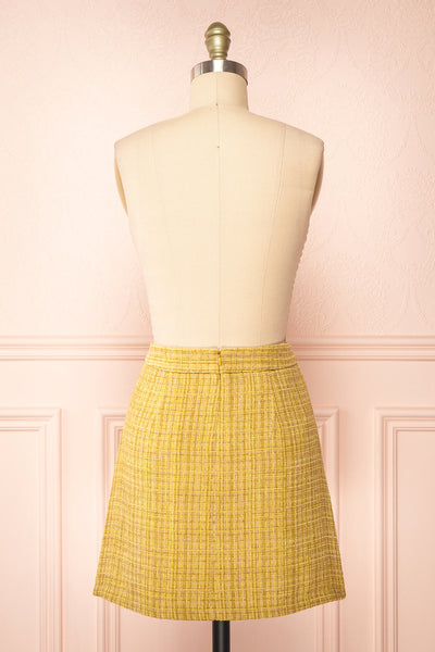 Aroubel Short Yellow Tweed Skirt | Boutique 1861 back view