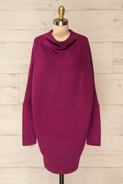 Arrecife Burgundy Knit Sweater Dress | La petite garçonne front view