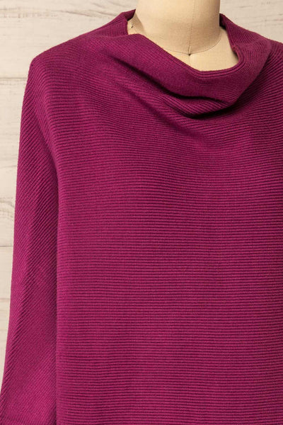Arrecife Burgundy Knit Sweater Dress | La petite garçonne side close-up