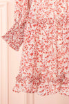 Artem Red Long Sleeve V-Neck Floral Dress | Boutique 1861 bottom