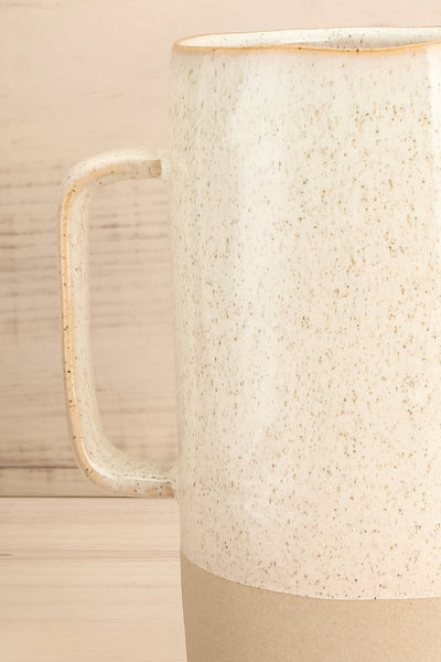 Artena Speckled Ivory Ceramic Pitcher handle close-up | La Petite Garçonne Chpt. 2