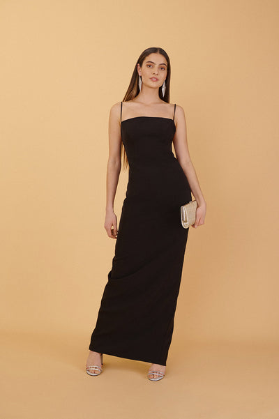 Arianna Black Strapless Mermaid Maxi Dress | Boutique 1861 front model