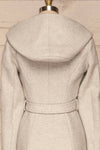 Arya Grey Wool Hooded Soia&Kyo Trench Coat back close up | La Petite Garçonne