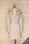 Arya Grey Wool Hooded Soia&Kyo Trench Coat front view | La Petite Garçonne