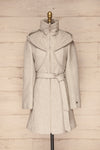 Arya Grey Wool Hooded Soia&Kyo Trench Coat front view zip up | La Petite Garçonne