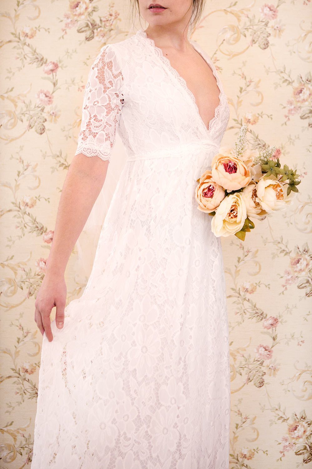 Arynn White Lace Bridal Maxi Dress | Boudoir 1861