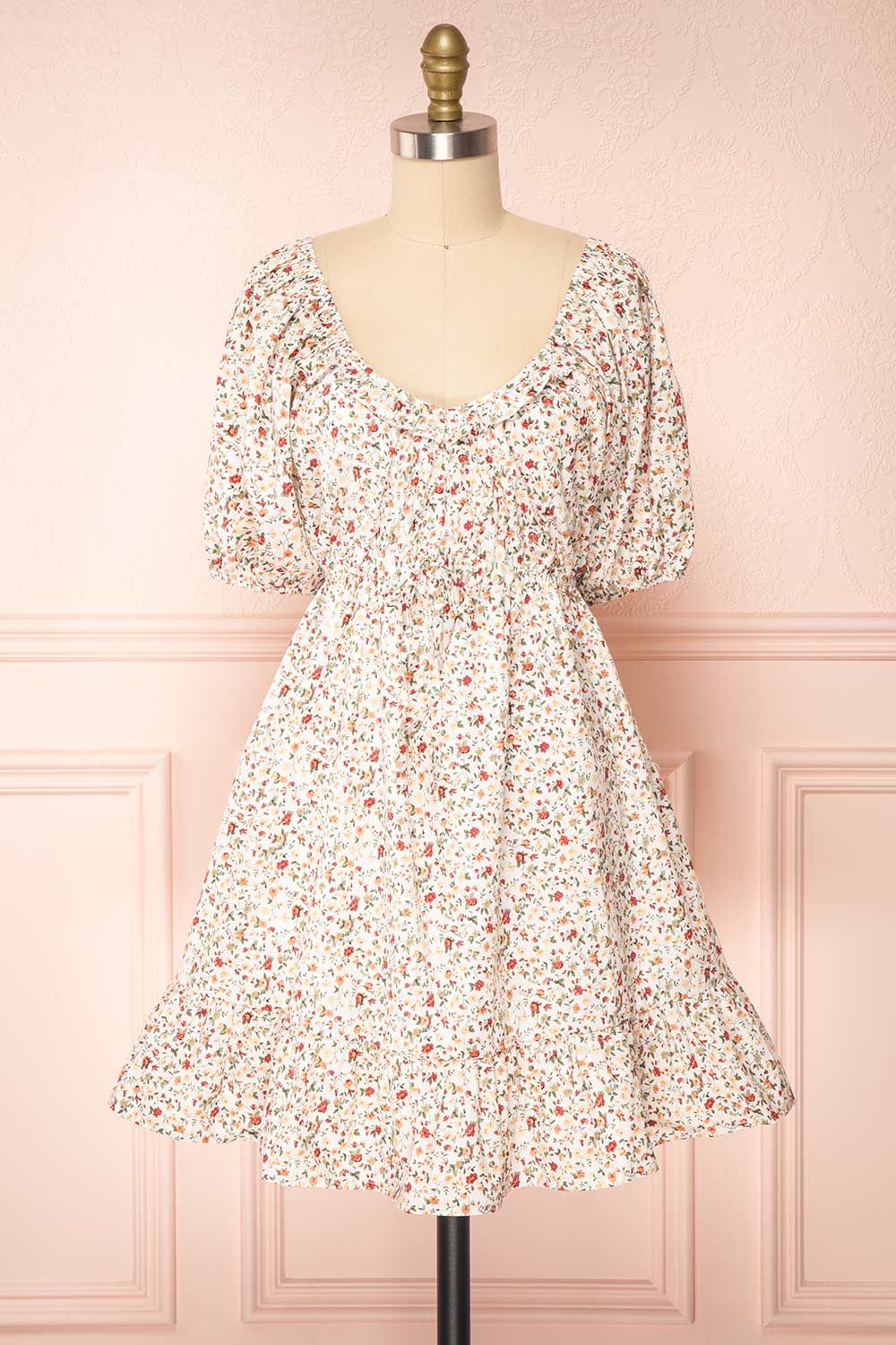 Asca | Puffy Sleeve Floral Short Dress