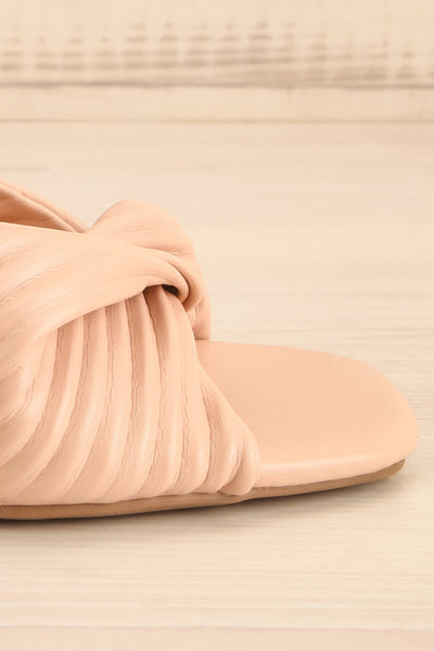 Ashai Beige Twist Front Wedge Sandals | La petite garçonne side front close-up