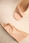 Ashai Beige Twist Front Wedge Sandals | La petite garçonne flat view
