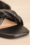 Ashai Black Twist Front Wedge Sandals | La petite garçonne frnt close-up