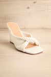 Ashai White Twist Front Wedge Sandals | La petite garçonne front view