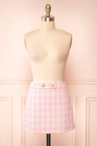 Asif Pink Tweed Mini Skirt | Boutique 1861 front view