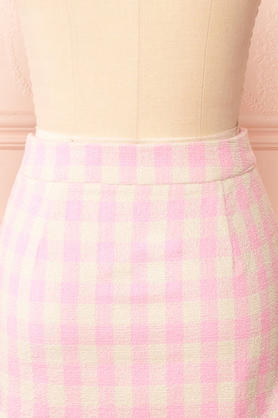 Asif Pink Tweed Mini Skirt | Boutique 1861  back close-up