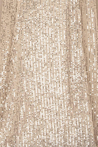 Askim Opal Cream Sequin Mermaid Dress fabric close up | La Petite Garçonne
