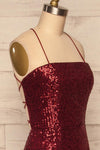 Askim Ruby Red Sequin Mermaid Dress side close up | La Petite Garçonne