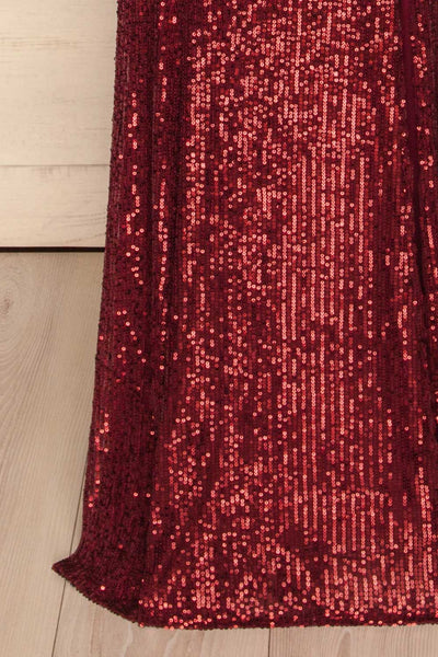 Askim Ruby Red Sequin Mermaid Dress skirt close up | La Petite Garçonne