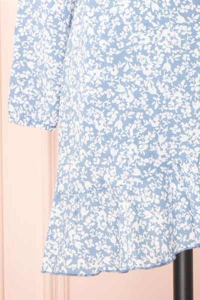 Aslaug Blue Floral Wrap Dress w/ Ruffles | Boutique 1861 bottom