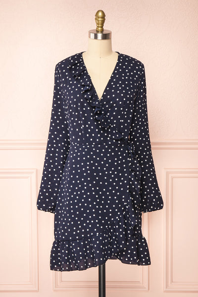 Aslaug Dots Wrap Dress w/ Ruffles | Boutique 1861 front view