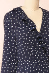 Aslaug Dots Wrap Dress w/ Ruffles | Boutique 1861 side close-up