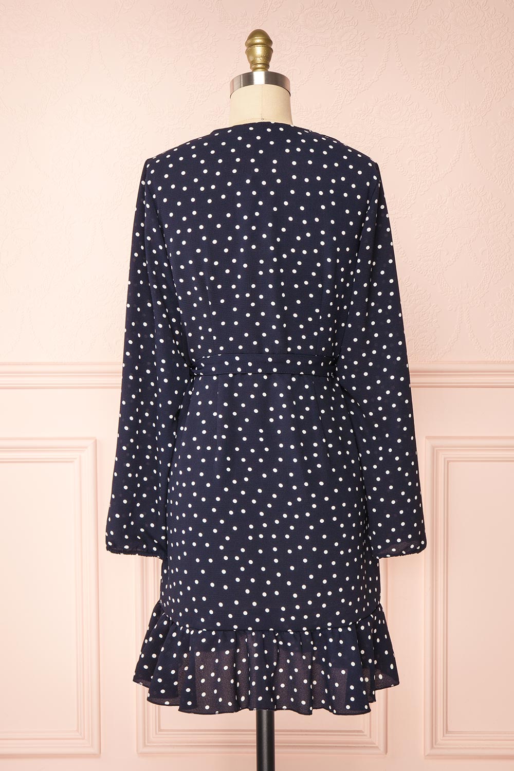 Aslaug Dots Wrap Dress w/ Ruffles | Boutique 1861 back view