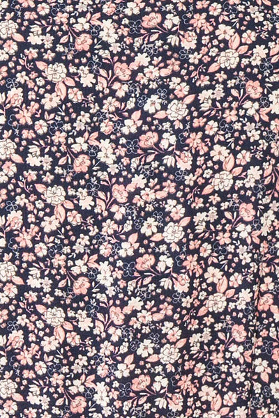 Aslaug Navy Floral Wrap Dress w/ Ruffles | Boutique 1861 fabric