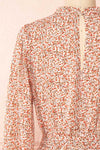 Asma Short Floral Dress w/ High Collar | Boutique 1861  back close-up
