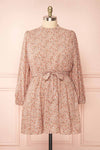 Asma Short Floral Dress w/ High Collar | Boutique 1861 front plus size
