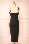 Astoria Black Fitted Midi Dress w/ Cowl Neck | Boutique 1861  back view