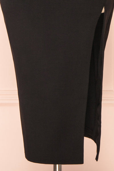 Astoria Black Fitted Midi Dress w/ Cowl Neck | Boutique 1861  bottom