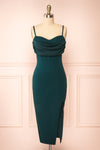 Astoria Green Fitted Midi Dress w/ Cowl Neck | Boutique 1861 front view