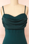 Astoria Green Fitted Midi Dress w/ Cowl Neck | Boutique 1861 front close-up