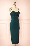Astoria Green Fitted Midi Dress w/ Cowl Neck | Boutique 1861 side view