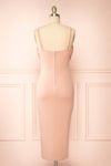 Astoria Pink Fitted Midi Dress w/ Cowl Neck | Boutique 1861 back view