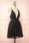 Astral Black Backless Short Sequin Dress | Boutique 1861 side view