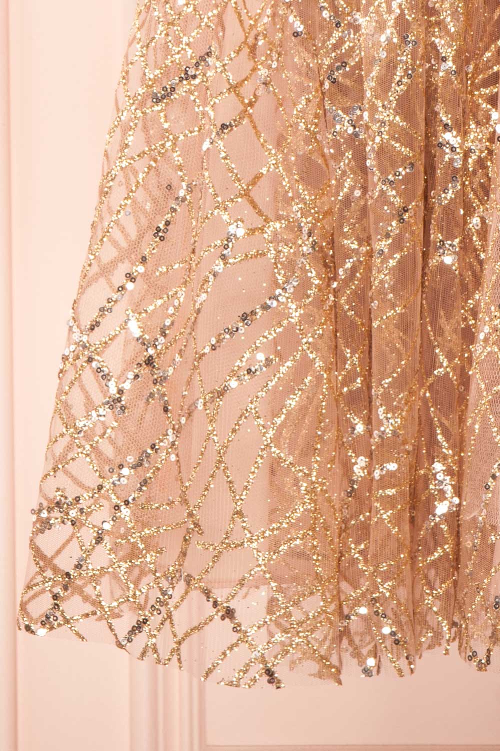Astral Rose Gold Backless Short Sequin Dress | Boutique 1861 bottom 