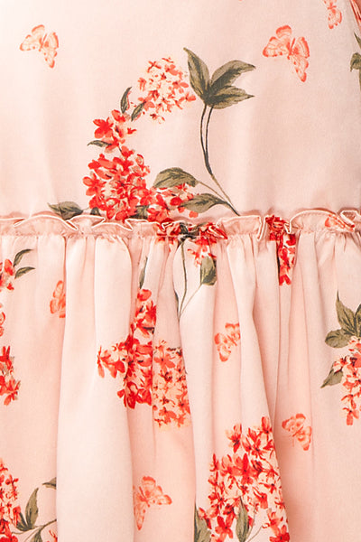 Astralle Long Sleeve Short Floral Satin Wrap Dress | Boutique 1861 texture