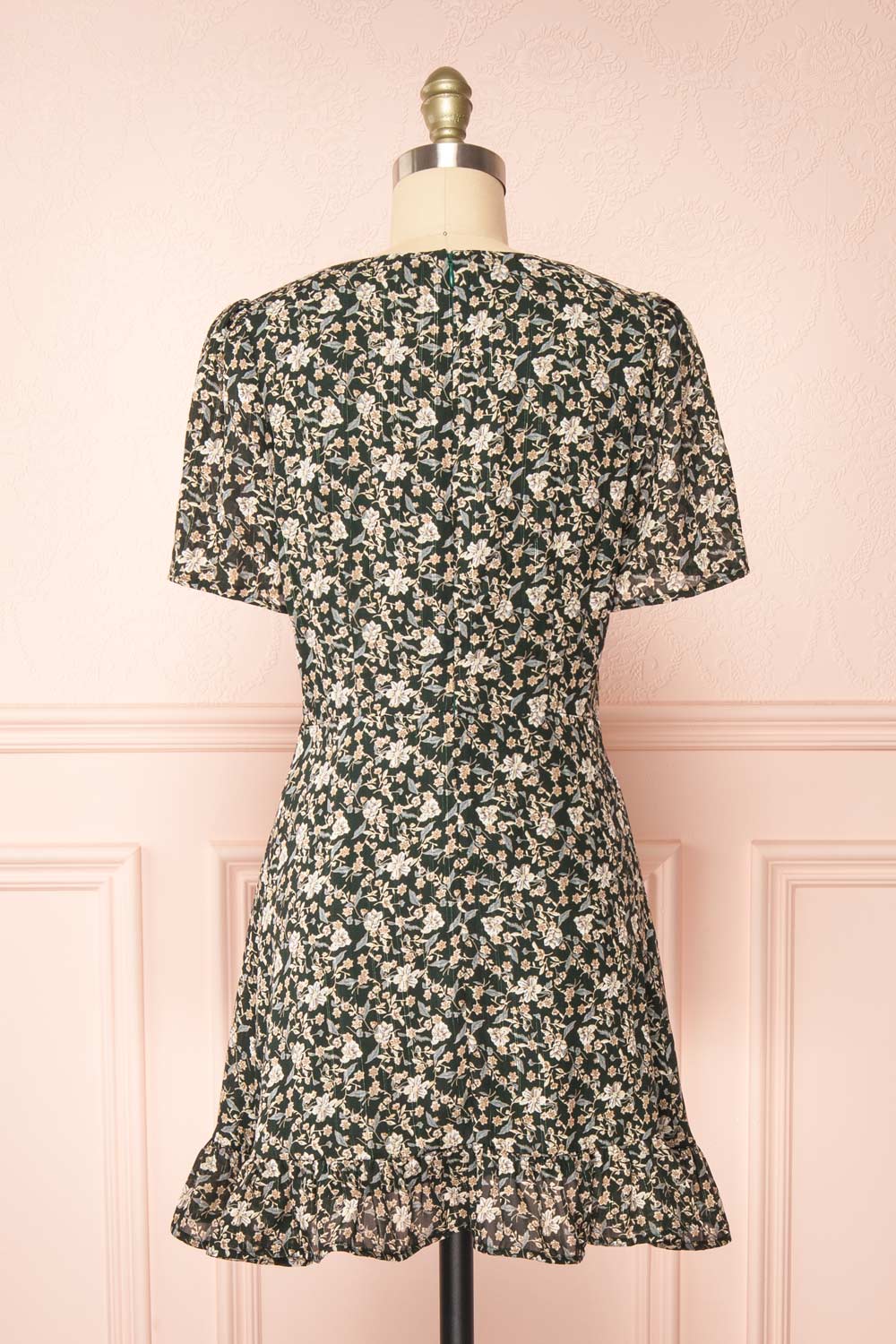 Atawa Short Sleeve Green Floral Dress | Boutique 1861 back view