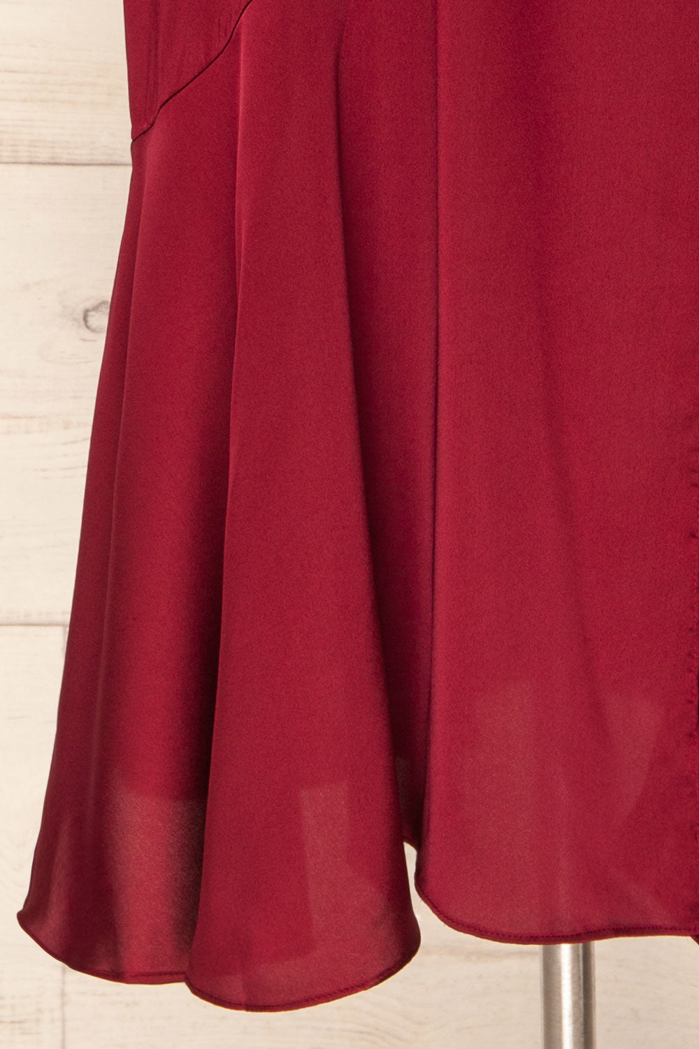 Athy Burgundy V-Neck Midi Satin Dress | La petite garçonne bottom 